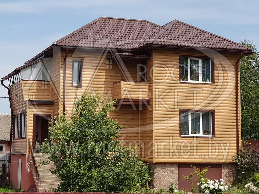 Металлочерепица МП “Norman”. Фасад блок-хаус «Woodstok»