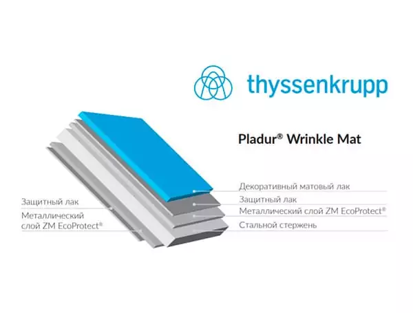 Pladur Wrinkle Mat производства Blachotrapez  производства Thyssenkrupp (Германия)